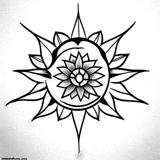 One Side A Compass And One Side A Lotus Flower