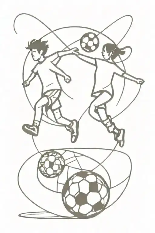 Children Playing Soccer Together With The Infinity Symbol In The Center