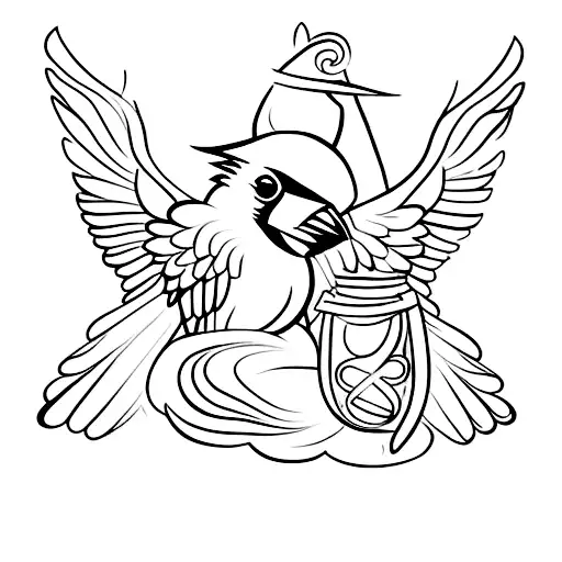 A Cardinal Perched On An Angel's Hand