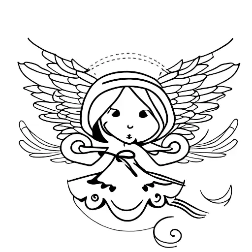 An Angel Sewing A Beautiful Dress