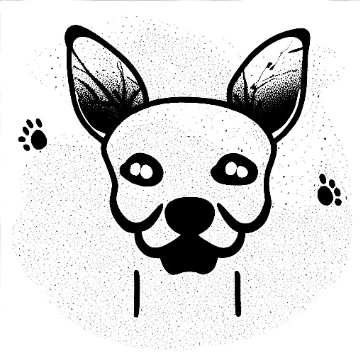 Dog With Silhouette Of Flowers