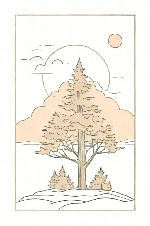 Pine Tree With Sunset Sky