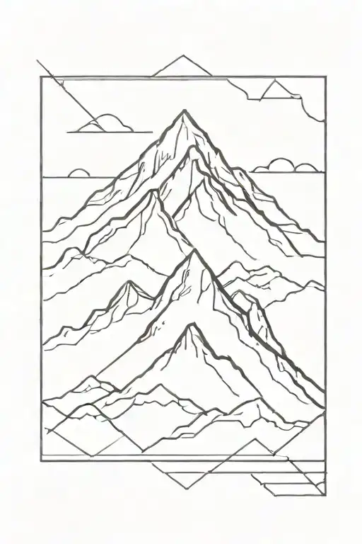 Geometric Mountain In A Rectangle Frame