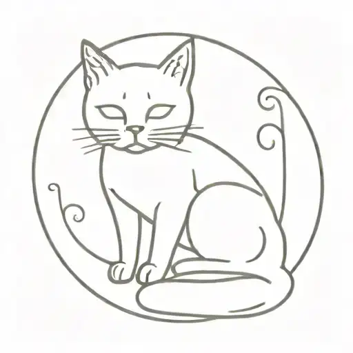 Contour Tattoo With Cute Cat For Lovers