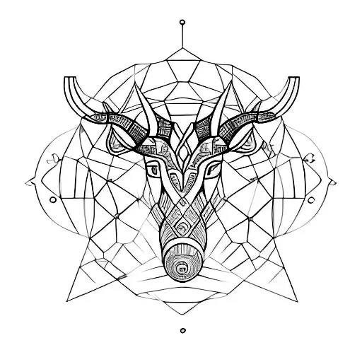 A Geometric Design Combining The Symbols Of Taurus And Scorpio Zodiac Sign