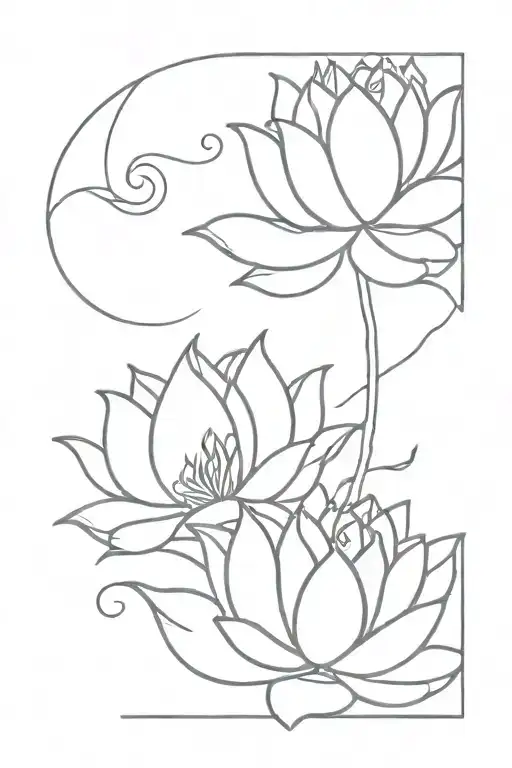 Lotus Flower And Dragon Intertwined