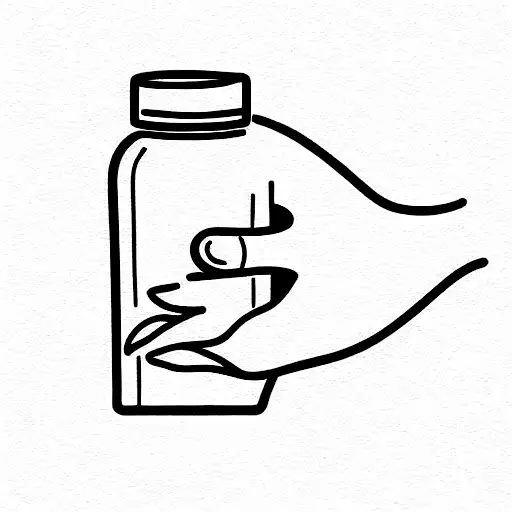 Bottle With Water Inside And Hand Drowning Into The Water