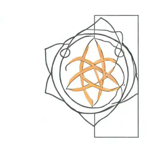 Simple Black Trinity Knot With Orange Enso Circle