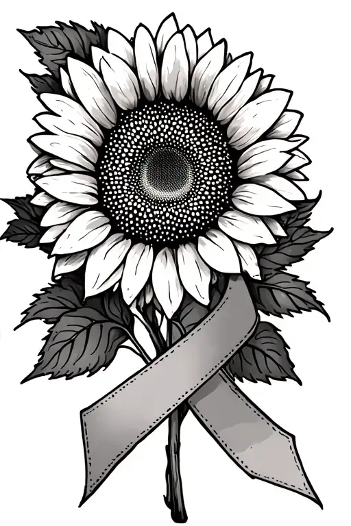 Sunflower And Cancer Ribbon