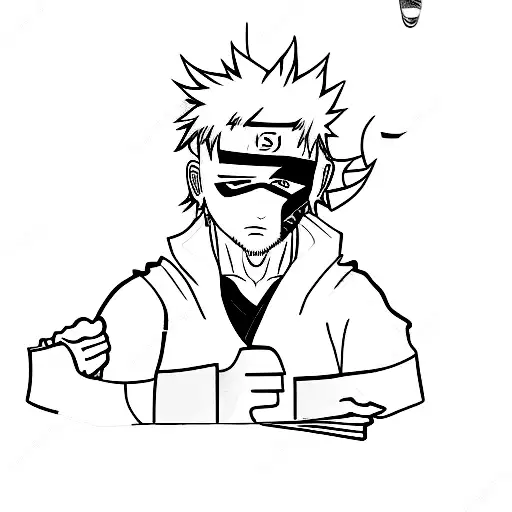 A Minimalist Tattoo Of Kakashi Reading A Comic Book While Drinking Cappuccino