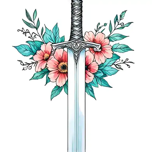 Fenime Sabre Sword Surrounded In Alaskan Flowers