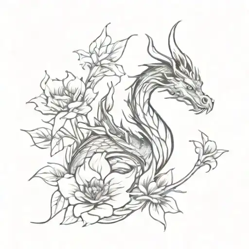 Dragon With Flowers Growing