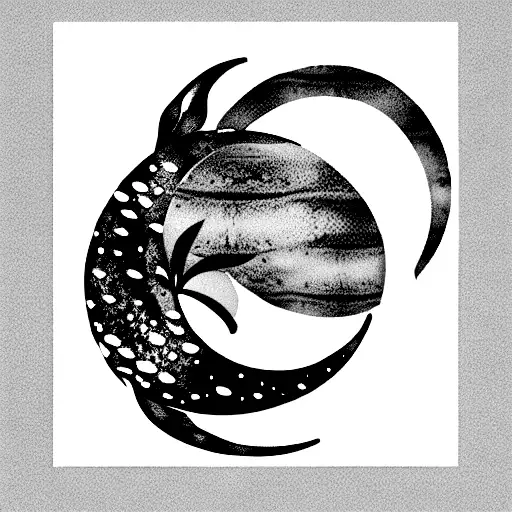 Spineal Floral Moon With A Koi Fish