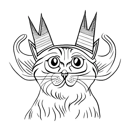 A Cat With A Crown Sitting On A Throne