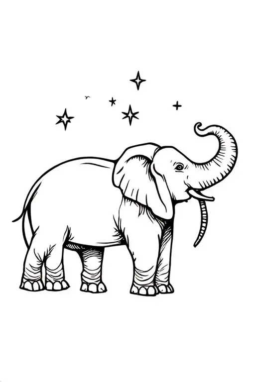 Elephant Looking Up At Stars