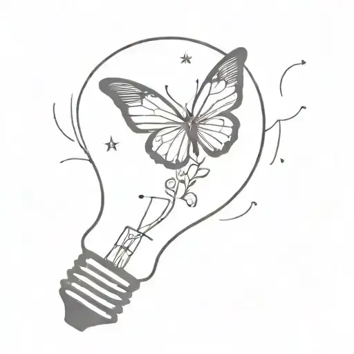 Light Bulb With A Little Butterfly On The Right Side