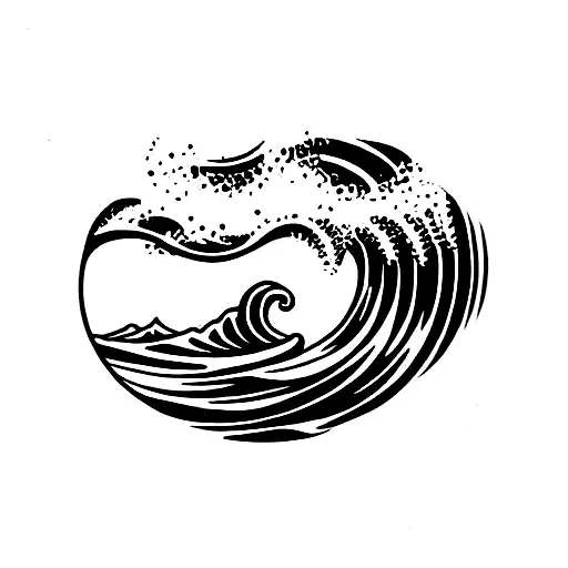 Ocean Wave Combined With Palm And Good Mood