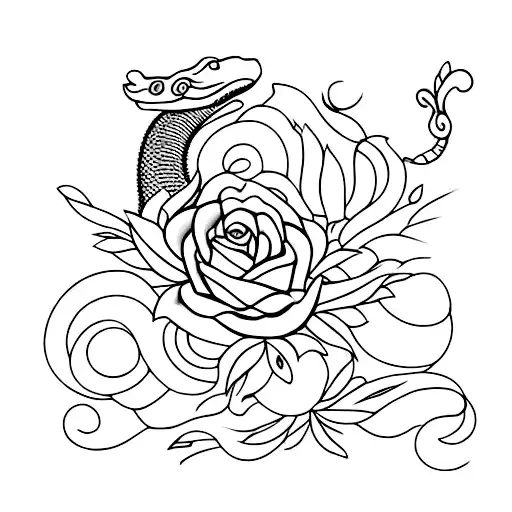Floral Fineline Fullsleve With Seperat Snake And Fox
