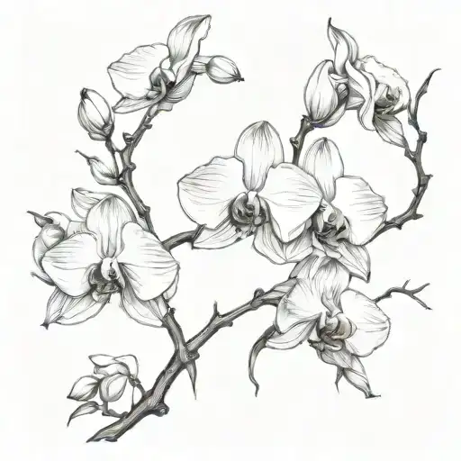 Black Orchid On Branches