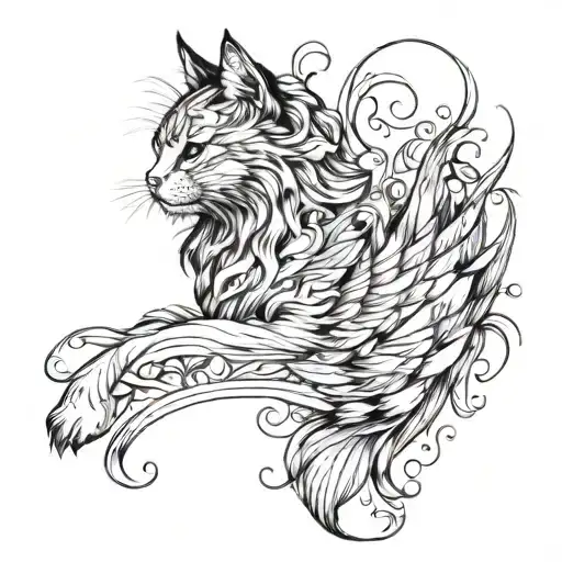 Long Haired Cat With Wings Flying