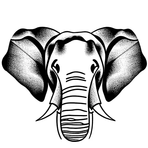 Elephant Half Face With Lotus