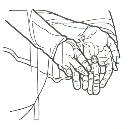 Jesus Holding Hands With Little Girl And Walking And Teaching Her