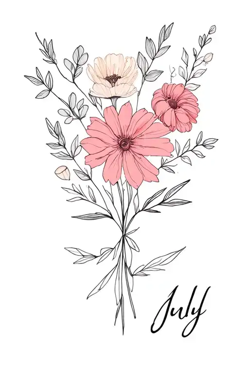 April And July Birth Flower Bouquet