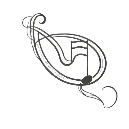 A Minimalist Tattoo Of A Music Note Intertwined With A Running Track Symbol