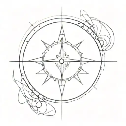 A Simple And Conceptual Tattoo Design Combining The Symbols Of The Main Elements And A Compass