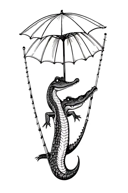 Crocodile That Holds An Umbrella