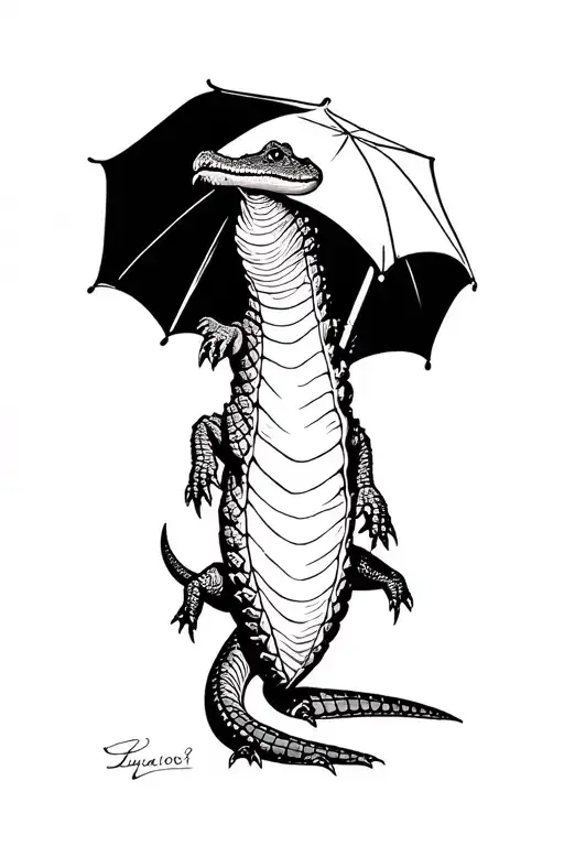 Crocodile That Holds An Umbrella