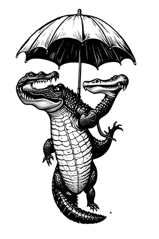 Crocodile That Holds An Umbrella