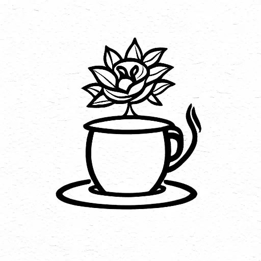 Coffee Maker With Flower Coming Out Of It