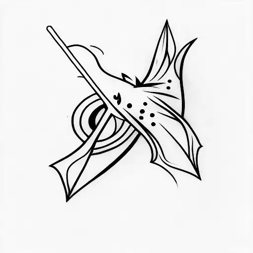 A Minimalist Tattoo Of A Bat Holding A Skateboard In Its Claws