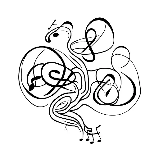 A Minimalist Tattoo Of A Music Note Formed By The Branches Of A Tree