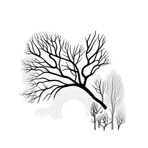 A Serene Forest Path With A Hidden Animal Silhouette Amidst The Trees