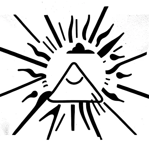 Sun And Cloud Inside Triangle