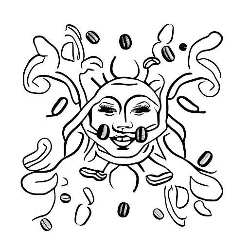 A Minimalist Tattoo Of Taylor Swift's Silhouette With Coffee Beans Incorporated Into The Design