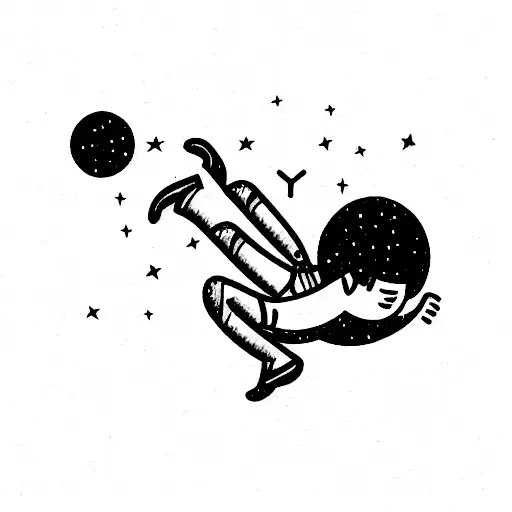 A Boy Falling From A Tree Into Space