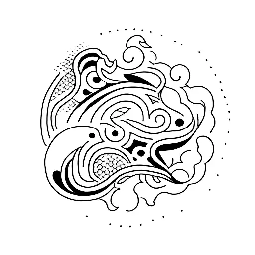 A Creative Minimalist Tattoo Of A Kickboxing Silhouette Formed By Fish Swimming In A Circular Motion