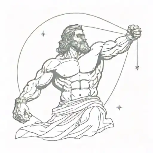 A Design Of A Powerful Greek Titan Atlas Holding Up The Universe