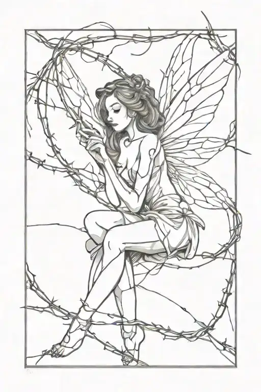 The Fairy Is Pierced By A Knife And Strangled By Barbed Wire