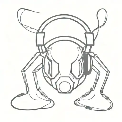 A Minimalist Design Of A Spider With Headphones Listening To Music