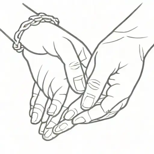 Mom's Hand Holding Two Baby Hands