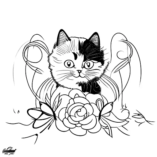 Cat Playing With One Butterfly