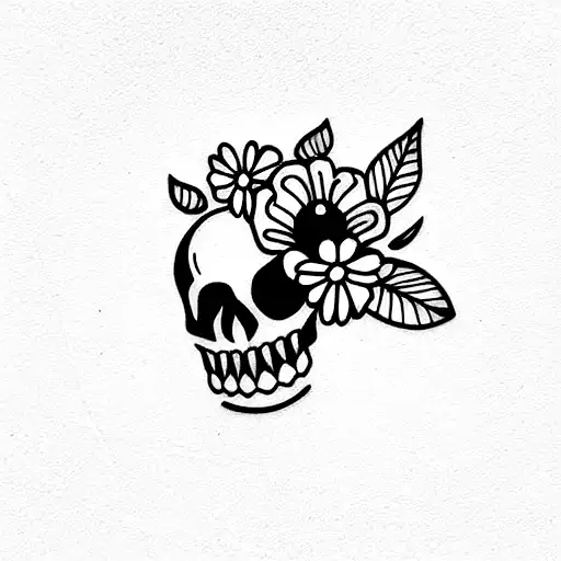 Qt With Skull And Flowers