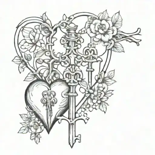 Skeleton Key With Anatomical Heart