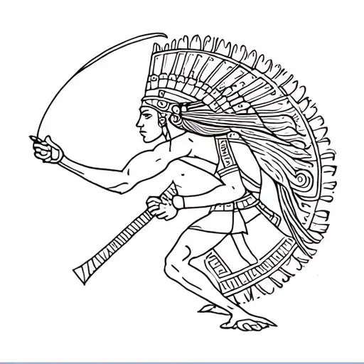 Mayan Warrior Battling