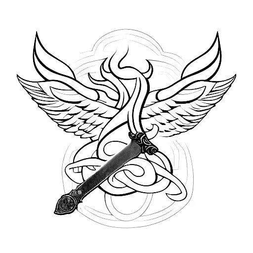 Sword With Rose And Wings