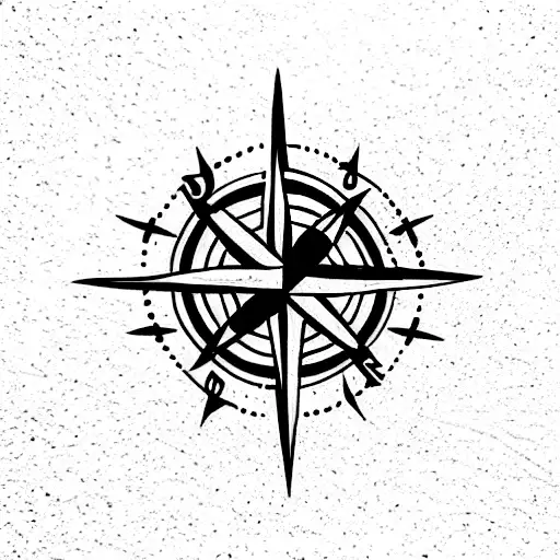 Viking Compass Whit Viking Runes Around Surrounded By Stylish Lines